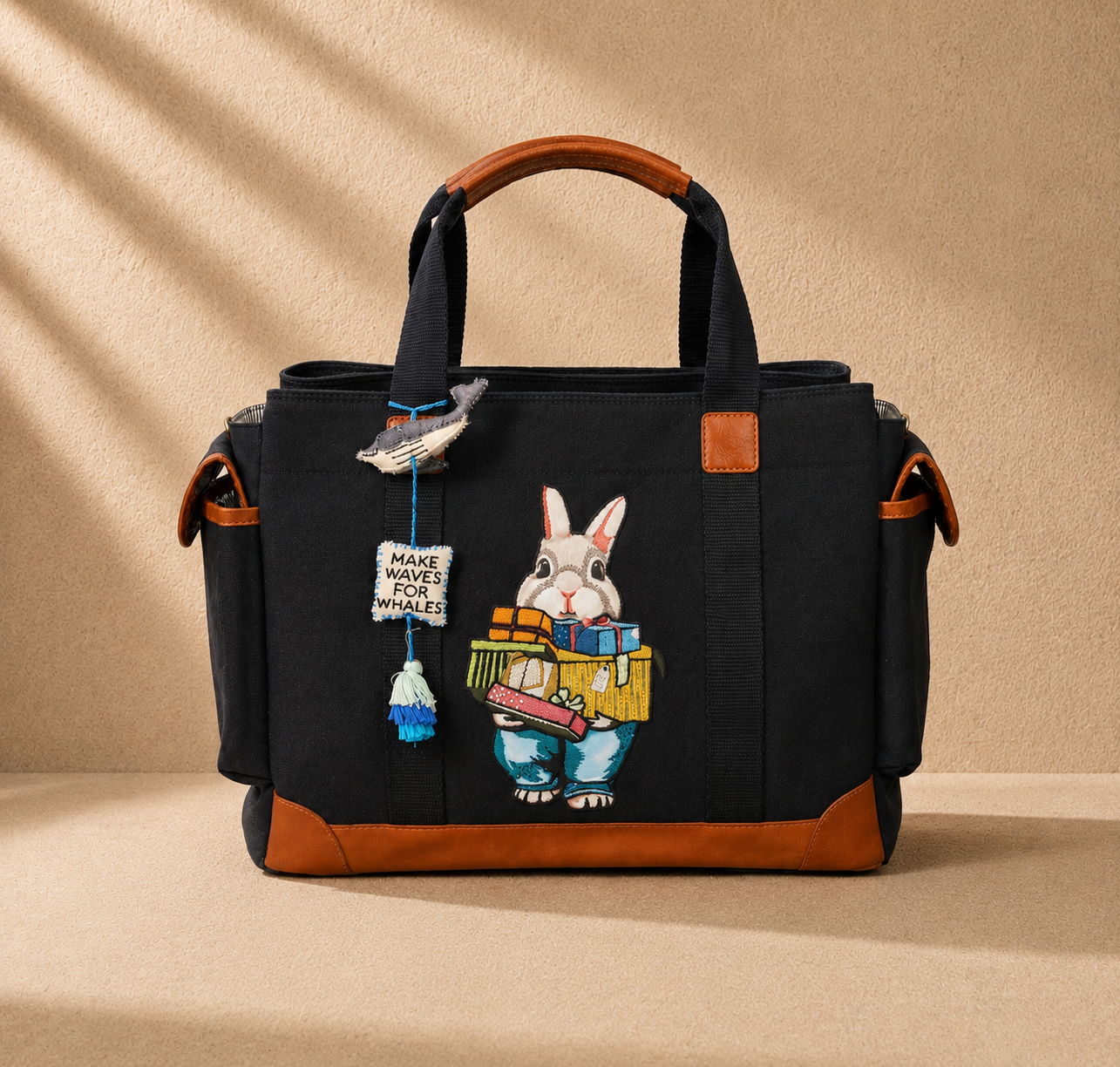 MUFFA Storybook Rabbit Embroidered Luxury Utility Tote