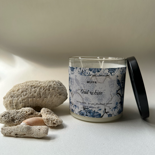 Oud white soy wax candle - 3 wick