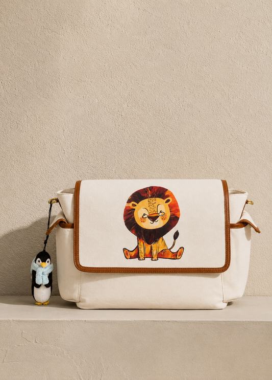 MUFFA Little Lion Ivory Luxury Messenger Diaper Bag