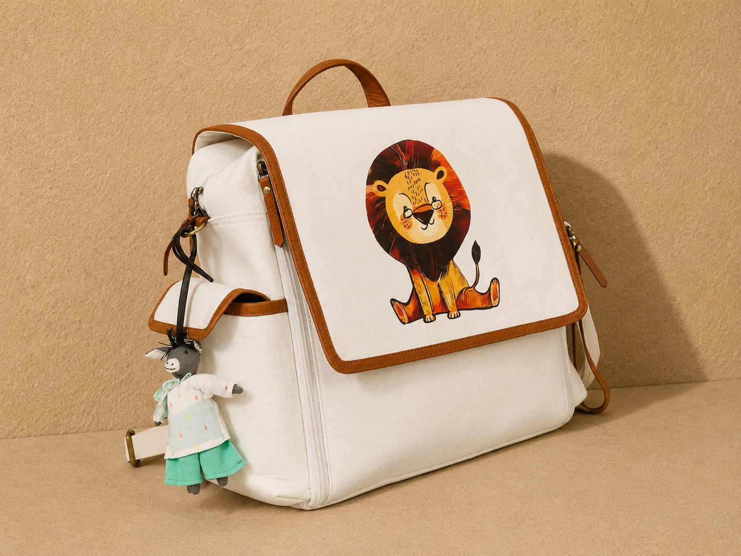 MUFFA Little Lion ivory Luxury Backpack Diaper Bag
