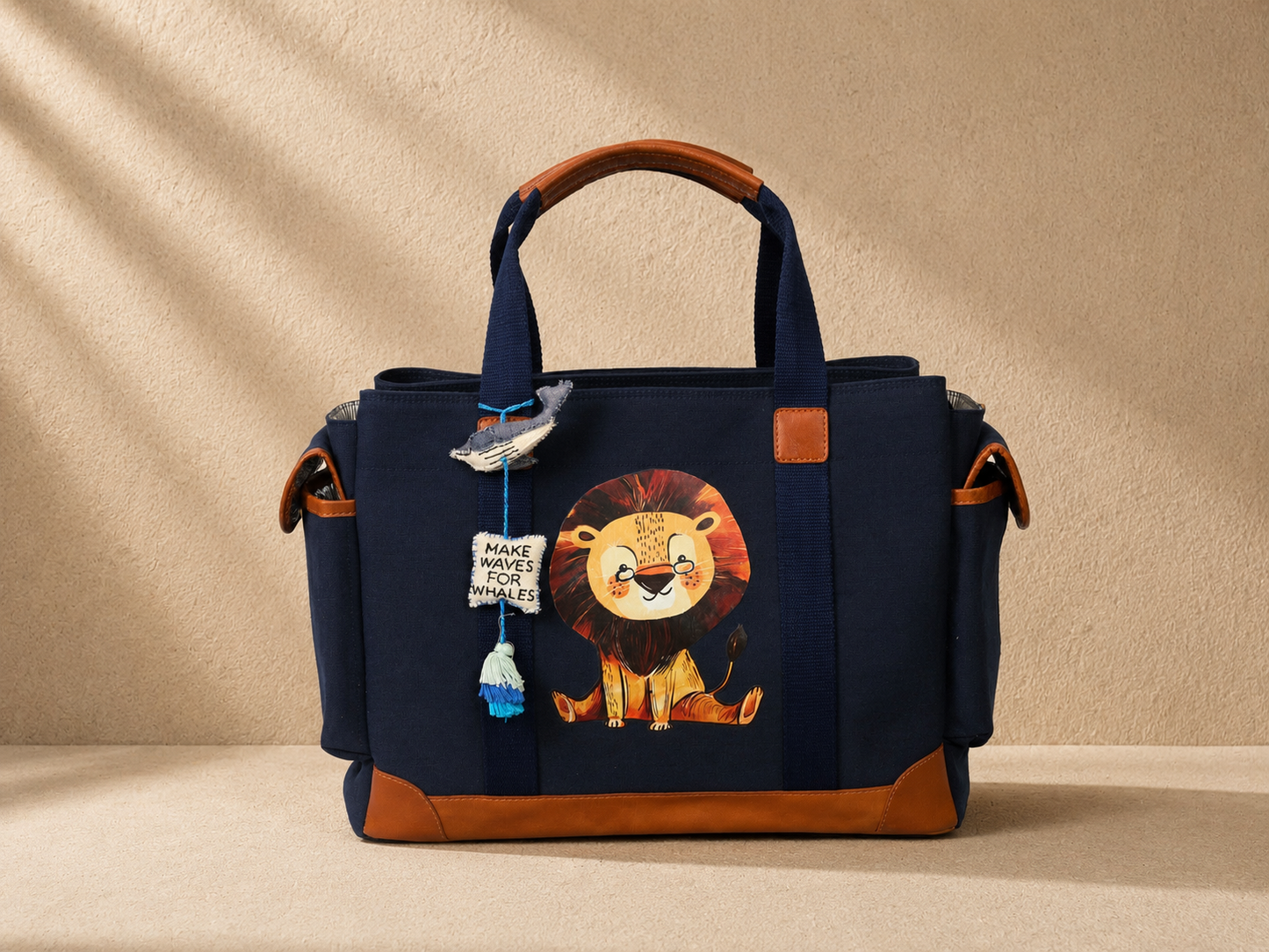 MUFFA Storybook lion Navy blue Utility Tote