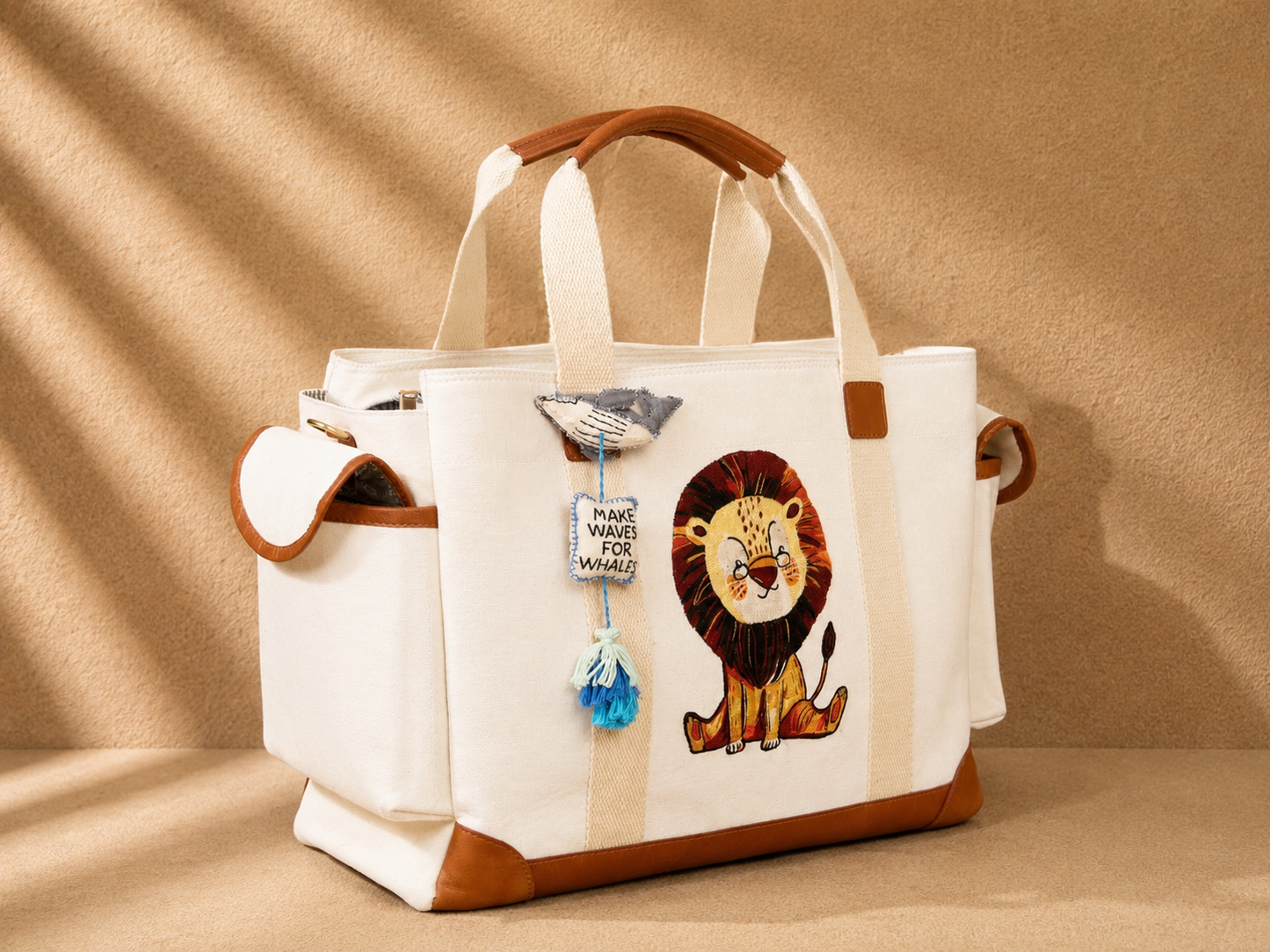 MUFFA Storybook lion Embroidered Luxury Utility Tote