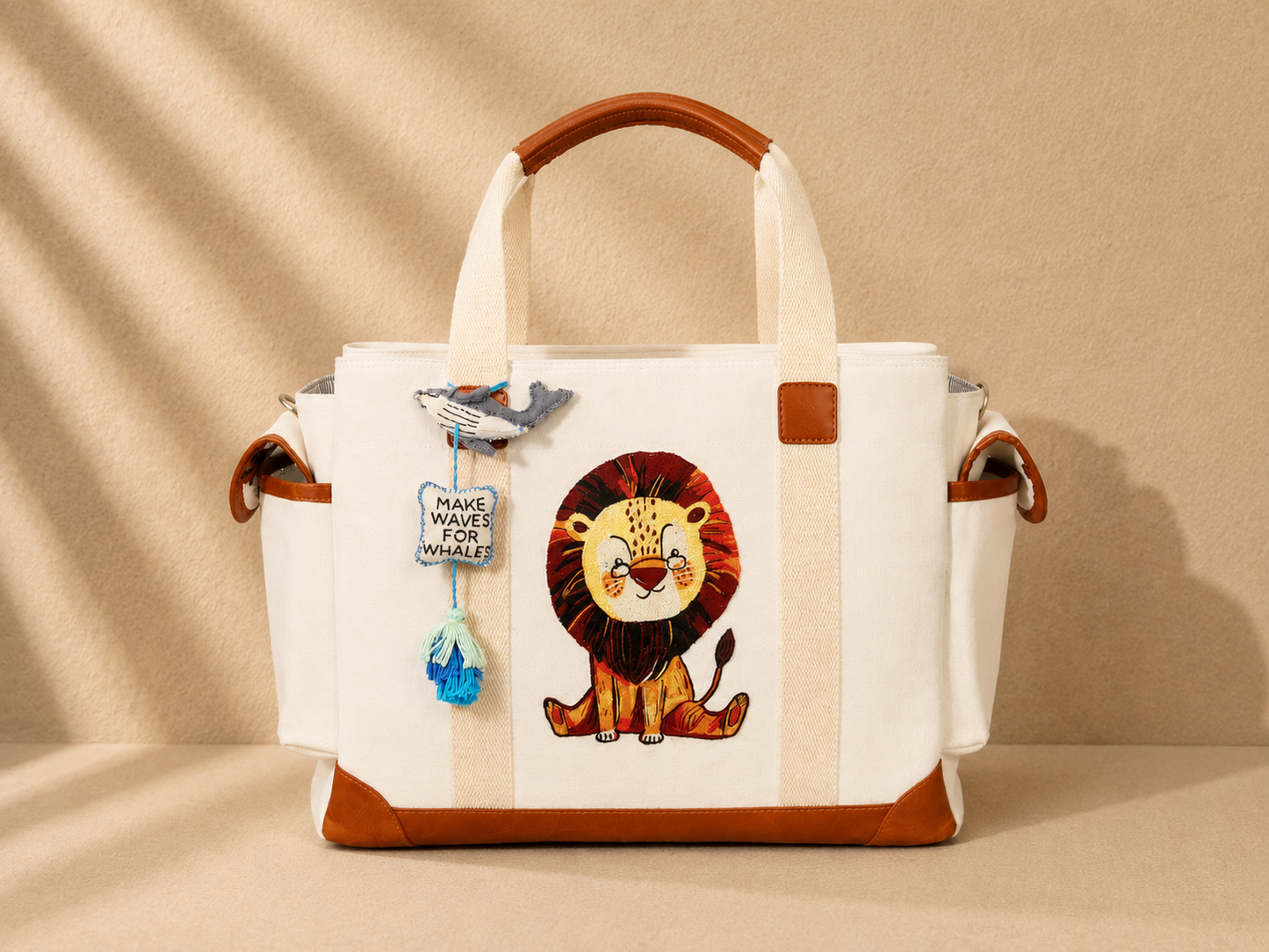 MUFFA Storybook lion Embroidered Luxury Utility Tote